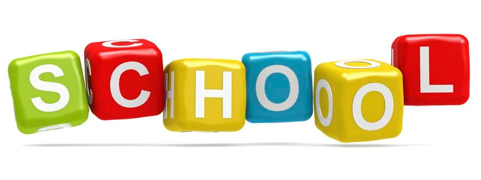 School word concept on cube block isolated Stock Illustration