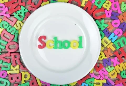 School word on plate 写真素材