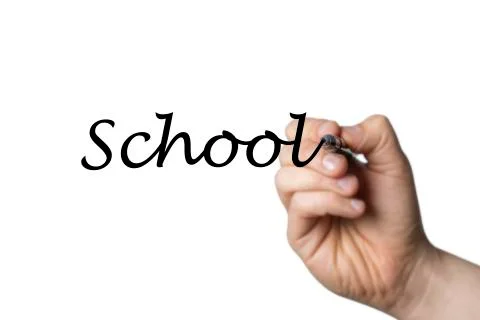 School written by a hand Stock Photos