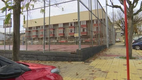 SCHOOL YARD IN AUTUMN Stock Footage 166732165