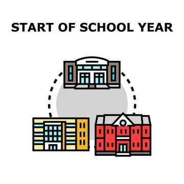School year beginning concept with education buildings Stock Illustration