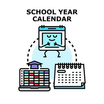 School year calendar planning academic schedule and education timeline Stock Illustration