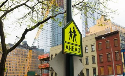 School zone ahead Stock Photos