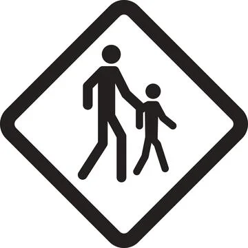School Zone Crossing Sign Stock Illustration