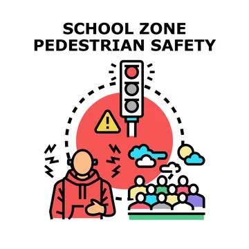 School zone pedestrian safety educating children concept Ilustración de archivo