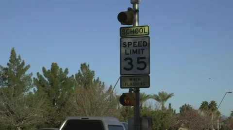 School zone speed limit sign, 35mph 스톡 동영상 47676842