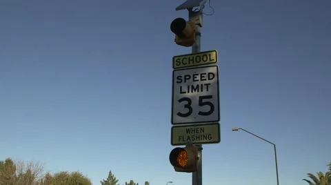 School zone speed limit sign, 35mph 05 Stock Footage 47676850