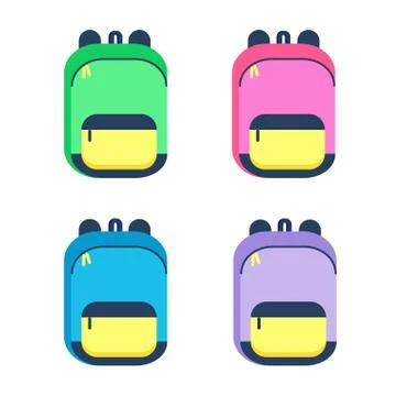 Schoolbag cartoon vector illustration. Colorful background. Backpack design. Stock Illustration
