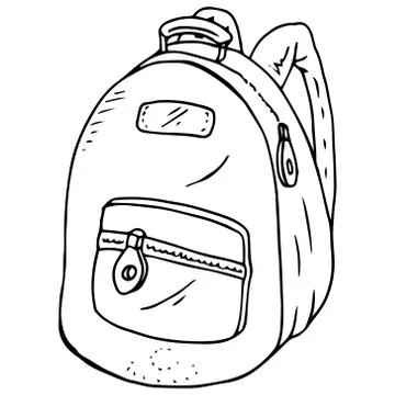 Schoolbag icon. Vector illustration of a school backpack. Hand drawn schoolba Stock Illustration
