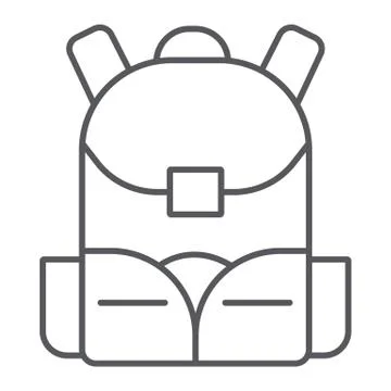 Schoolbag thin line icon, rucksack and bag, backpack sign, vector graphics, a Illustrazione stock