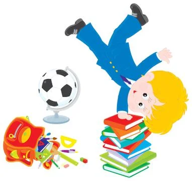 Schoolboy after lessons Stock Illustration