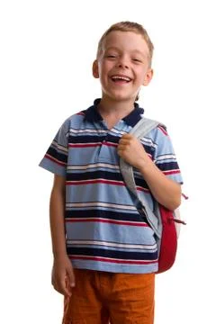 Schoolboy with backpack Stock Photos