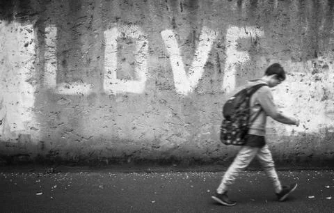 Schoolboy with backpack Stock Photos