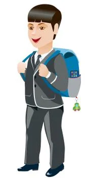 Schoolboy with backpack on a white background Stock Illustration