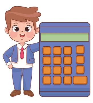Schoolboy with calculator Stock Illustration