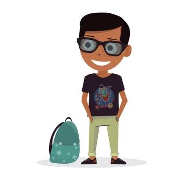 Schoolboy character. Template for design work and animation. Funny cartoon Stock Illustration