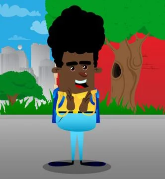 Schoolboy with clapping hands. Vector cartoon character illustration. Stock Illustration