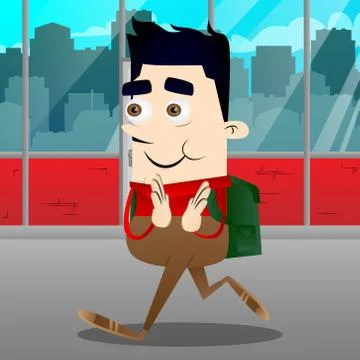 Schoolboy with clapping hands. Vector cartoon character illustration. Stock Illustration