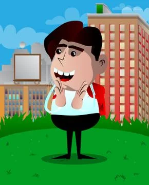 Schoolboy with clapping hands. Vector cartoon character illustration. Stock Illustration