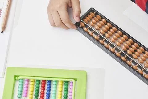 A schoolboy do mental math Stock Photos