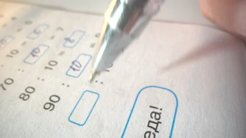 The schoolboy is doing his homework. He solves complex equations and then the Stock Footage 141184933