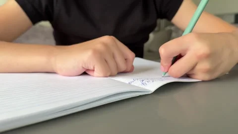 Schoolboy doing homework at home. Back to school concept Stock Footage 315868675