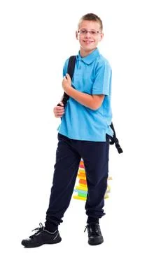 Schoolboy with glasses Stock Photos