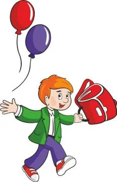 Schoolboy with green jacket Stock Illustration