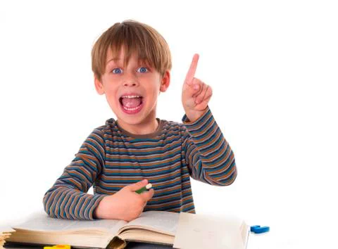 Schoolboy has got an idea Stock Photos