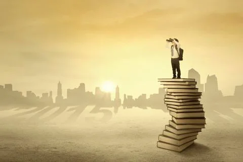 Schoolboy looking at his vision Stock Illustration