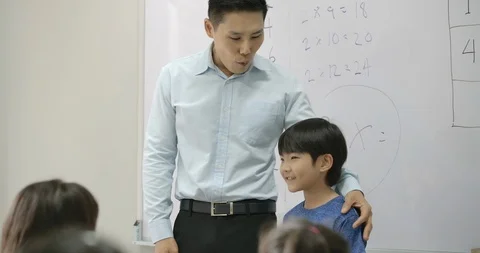 Schoolboy presenting to his Elementary Class. Video stock 112575106