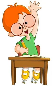 Schoolboy raising hand Illustrazione stock