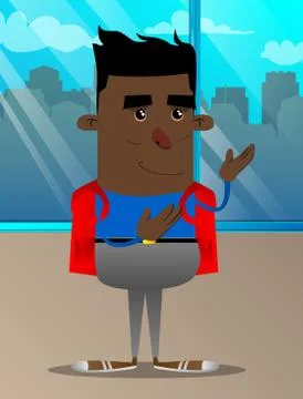 Schoolboy showing something with both hands, powerful hand gesture. Vector ca Ilustración de archivo