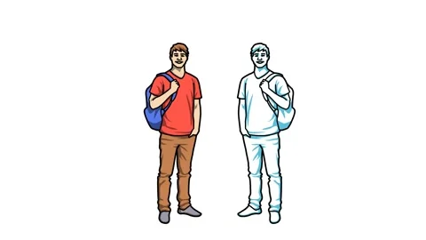 Schoolboy sketch and 2d animation Stock Footage 214409000