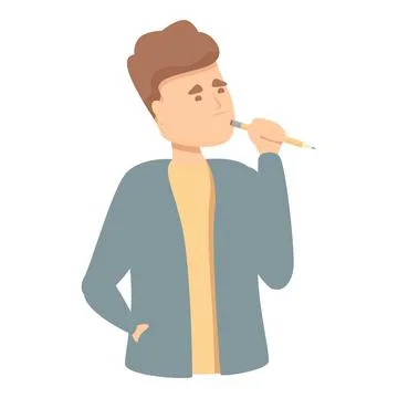 Schoolboy thinking icon cartoon vector. Memory care Stock Illustration