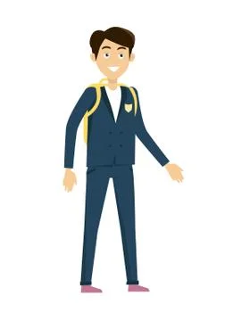 Schoolboy Vector Illustration in Flat Design イラスト素材