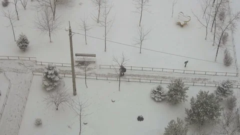 The SchoolBoy Walking Down on a Snow Covered Street. 스톡 동영상 84605240