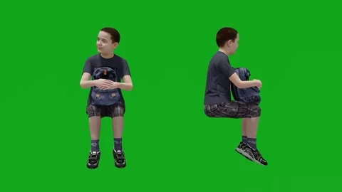 Schoolboy working with lipstick from 2 different angles on the green screen Stock-Footage 198146518