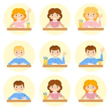 Schoolchild avatar vector illustration. Illustrazione stock