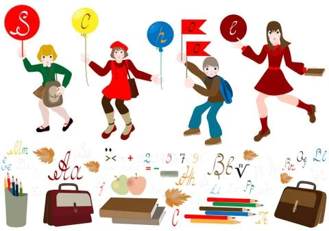 Schoolchild hurry to school. Stock Illustration