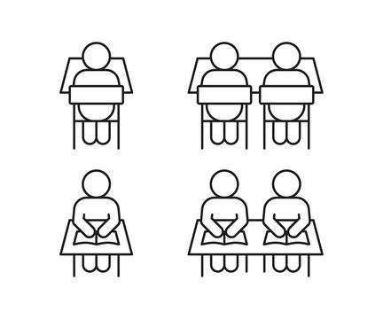 Schoolchild study in school, line icon. Education on lesson sign. Student i.. Stock Illustration