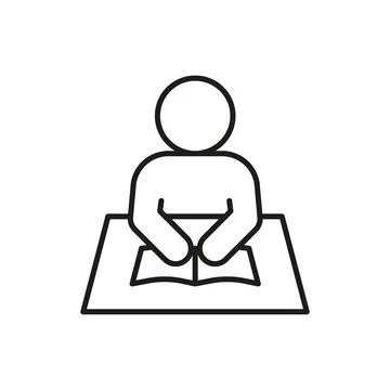 Schoolchild study in school, line icon. Education on lesson sign. Student i.. Illustrazione stock