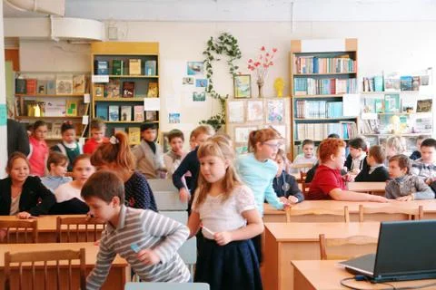 Schoolchildren in classroom Stock Photos