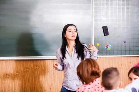 Schoolchildren in the classroom Stock Photos