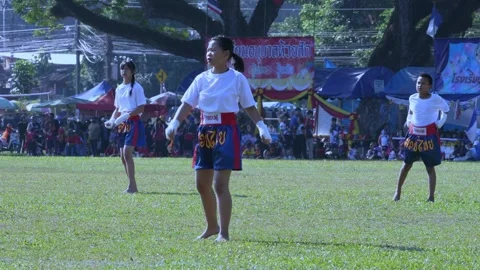 Schoolchildren exercise with boxing dance in Chiang Rai, Thailand on Decemb.. Stock Footage 259691009