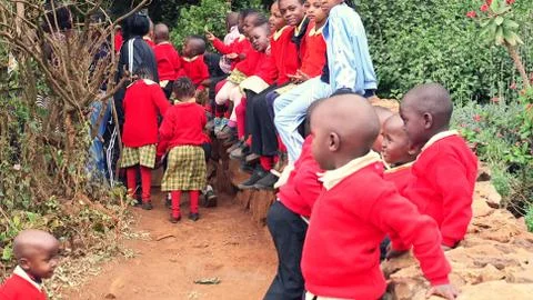Schoolchildren on fieldtrip Longata Nairobi Stock Photos