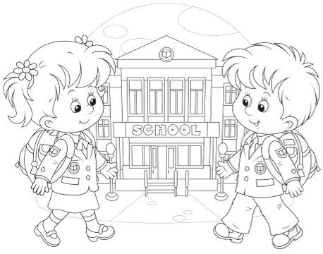 Schoolchildren going to school Stock Illustration