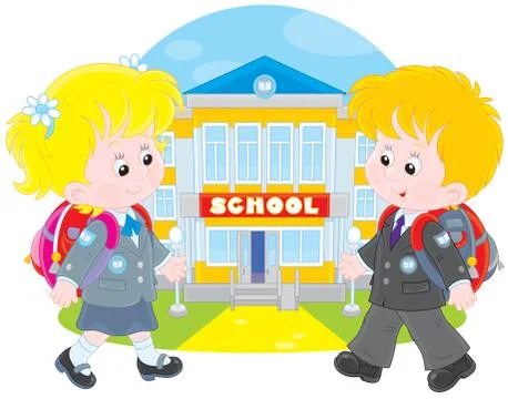 Schoolchildren going to school Stock Illustration
