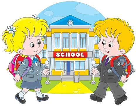 Schoolchildren going to school Stock Illustration
