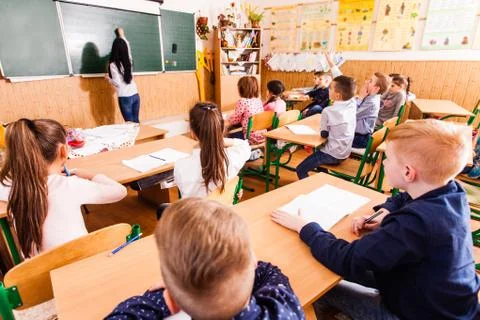 Schoolchildren at the lesson Stock Photos